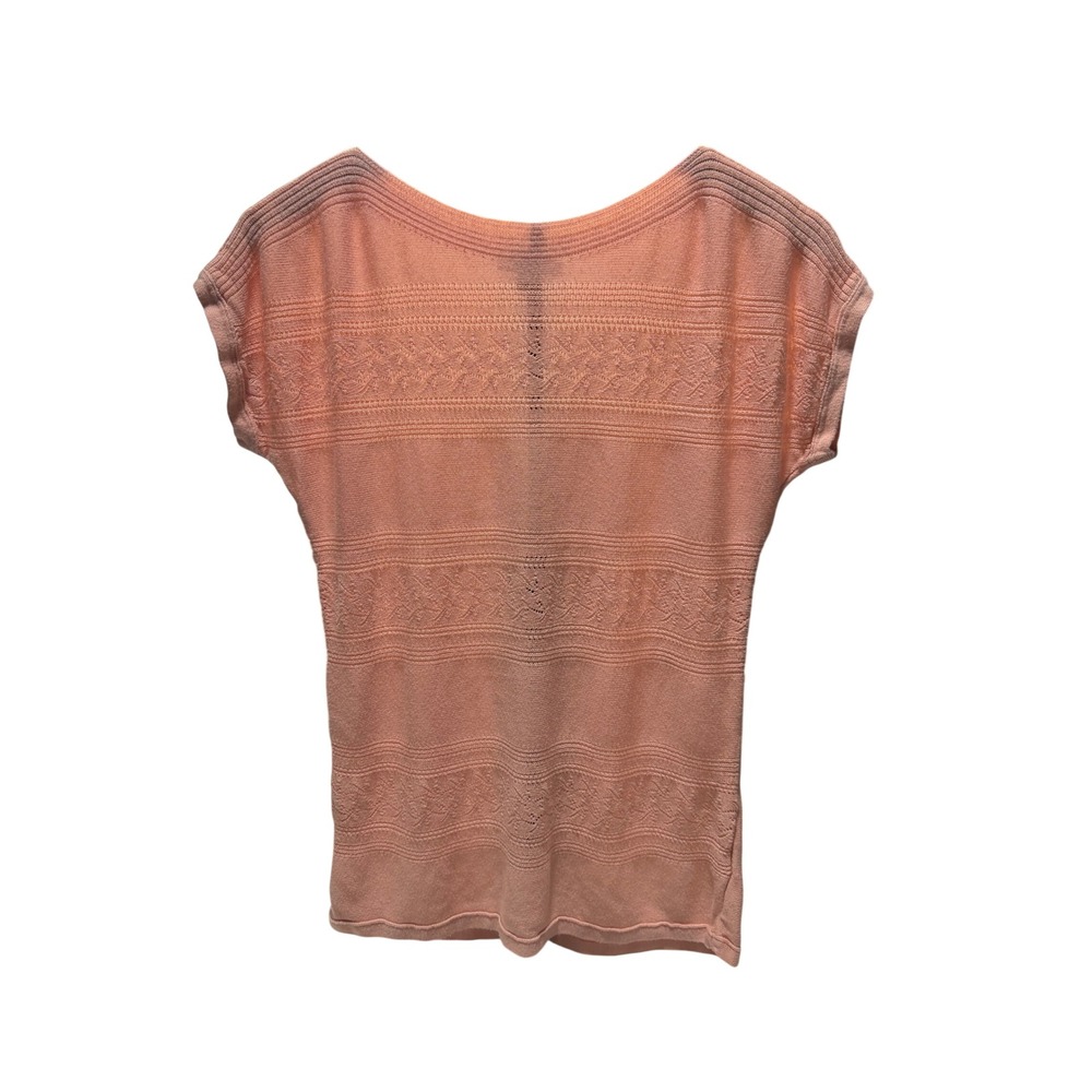 Gap Pink Fairy Pointelle Knit Boat Neck Short Sleeve Top Rayon Size M 189804-00